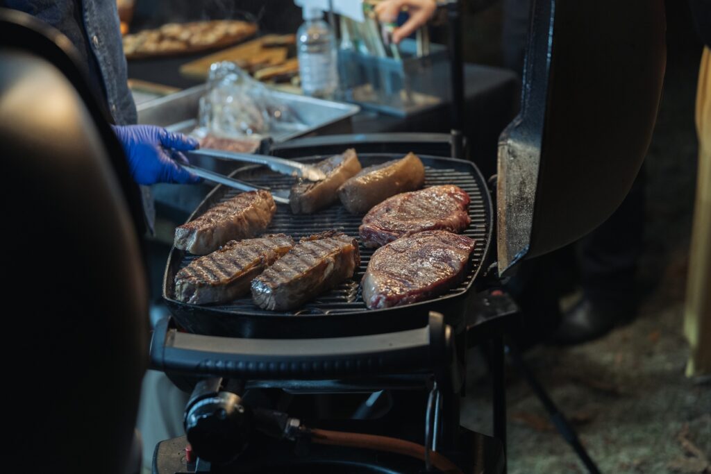 ステーキのライブクッキング